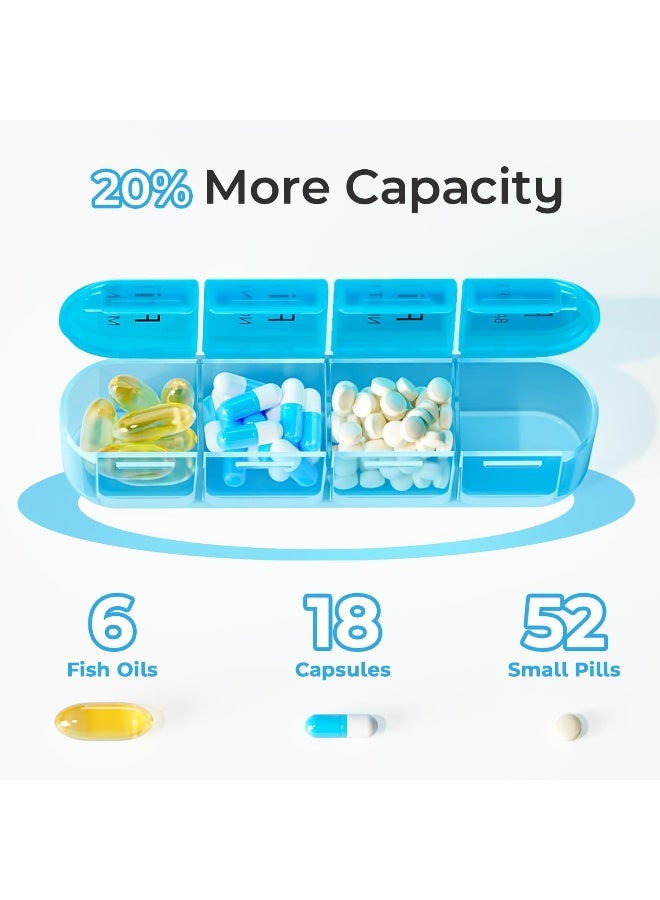 Odaro Weekly Pill Organizer 4 Times a Day, BPA Free Daily Pill Box 7 Day, Large Travel Pill Case with 28 Compartment to Hold Medicine, Vitamin and Supplement - Image 3